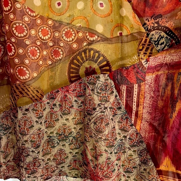 Chico’s NEW Silk long sleeve Sheer Tunic,V-neck embroidered neckline, Sz1, Sz S - Picture 13 of 15